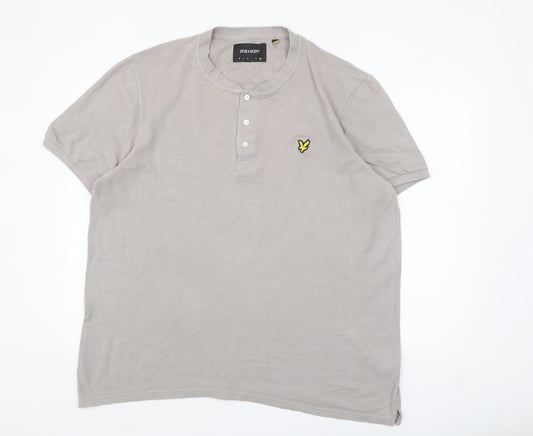 Lyle & Scott Men's Grey 2XL Henley Polo Shirt 100% Cotton