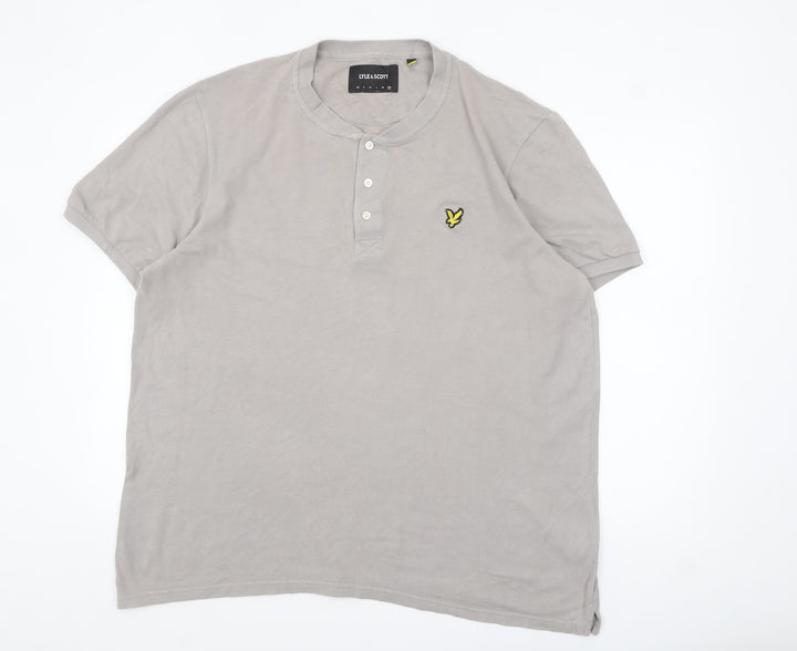 Lyle & Scott Men's Grey 2XL Henley Polo Shirt 100% Cotton