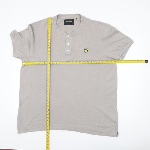 Lyle & Scott Men's Grey 2XL Henley Polo Shirt 100% Cotton