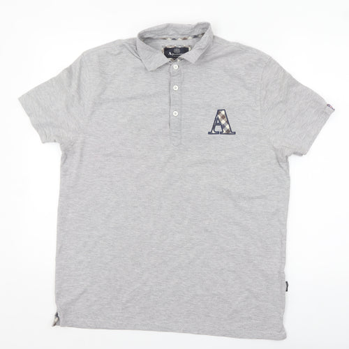 Aquascutum Men Grey Short Sleeve Polo Shirt XL Classic Fit