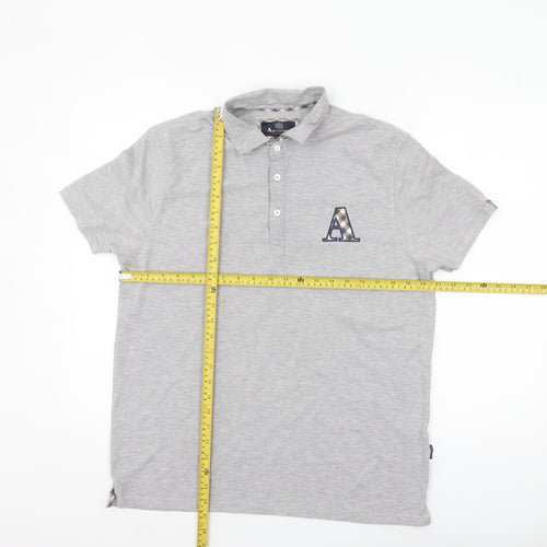 Aquascutum Men Grey Short Sleeve Polo Shirt XL Classic Fit