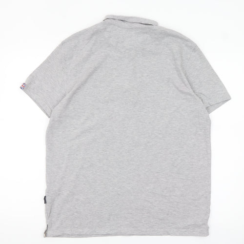 Aquascutum Men Grey Short Sleeve Polo Shirt XL Classic Fit