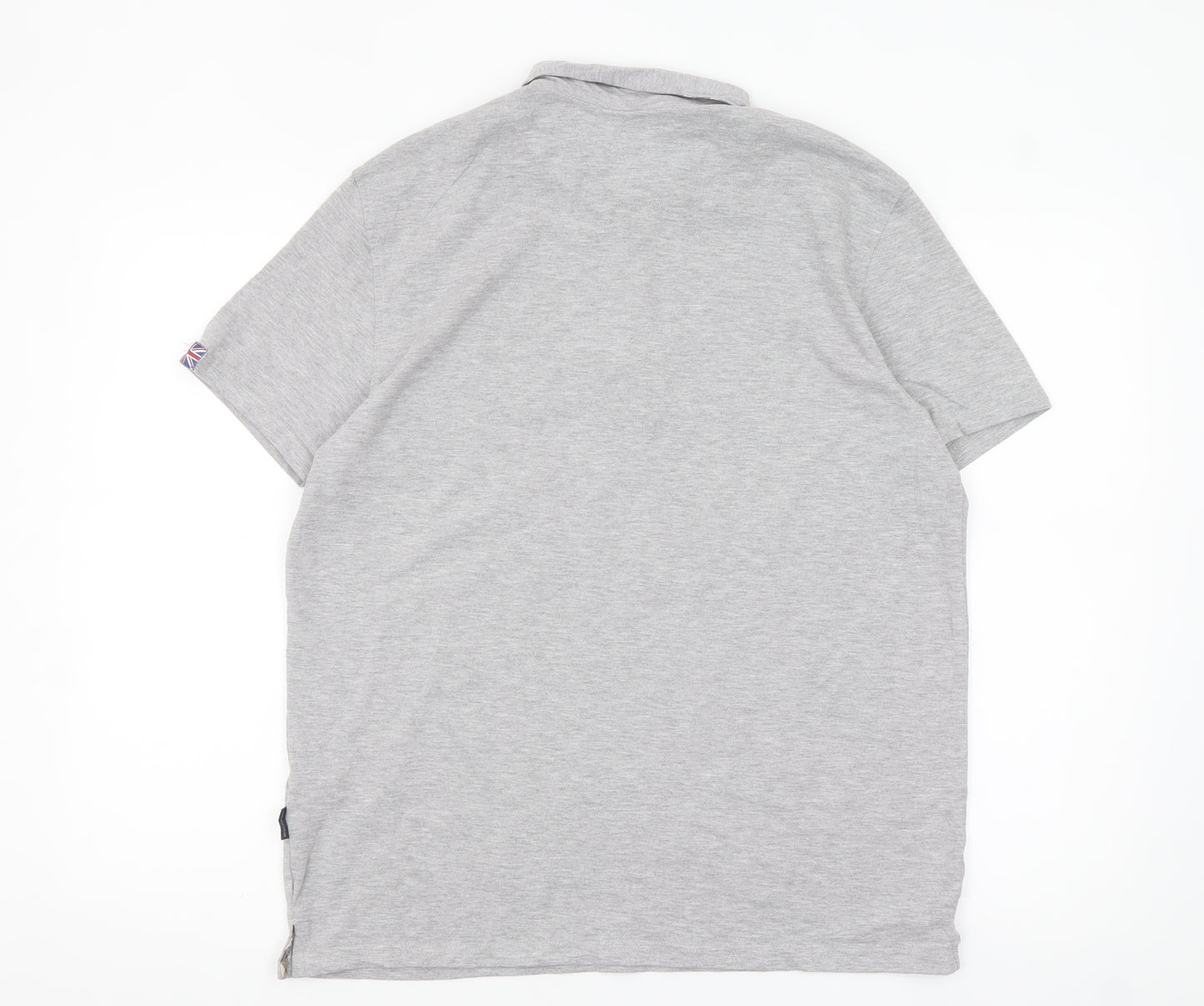 Aquascutum Men Grey Short Sleeve Polo Shirt XL Classic Fit