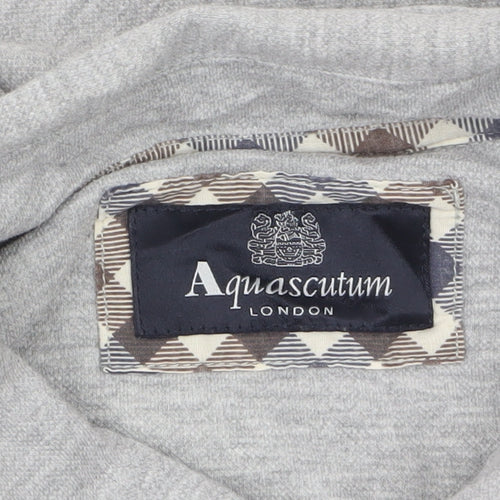 Aquascutum Men Grey Short Sleeve Polo Shirt XL Classic Fit