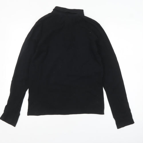 Brave Soul Men's Black Long Sleeve Cotton Polo Shirt XS