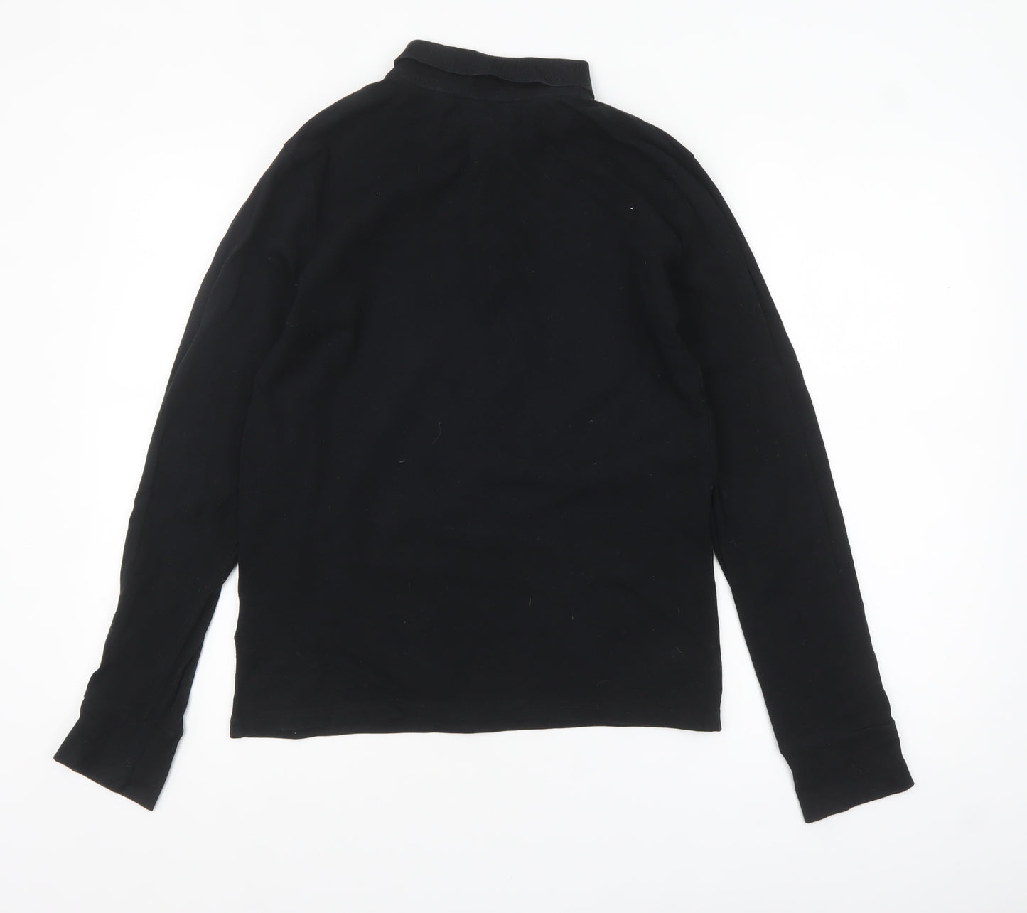 Brave Soul Men's Black Long Sleeve Cotton Polo Shirt XS