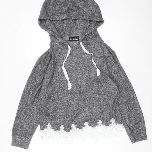 The Kooples Sport Womens Grey Lace Trim Hoodie Size S Viscose Blend