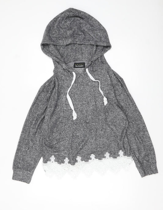 The Kooples Sport Womens Grey Lace Trim Hoodie Size S Viscose Blend