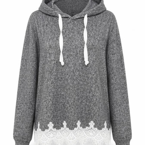 The Kooples Sport Womens Grey Lace Trim Hoodie Size S Viscose Blend