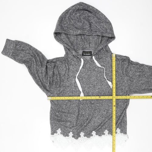 The Kooples Sport Womens Grey Lace Trim Hoodie Size S Viscose Blend