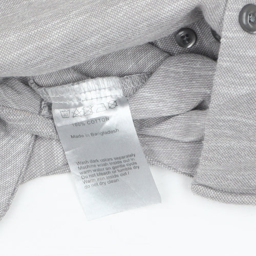 Simon Carter Men's Grey Cotton Long Sleeve Button-Up Shirt M