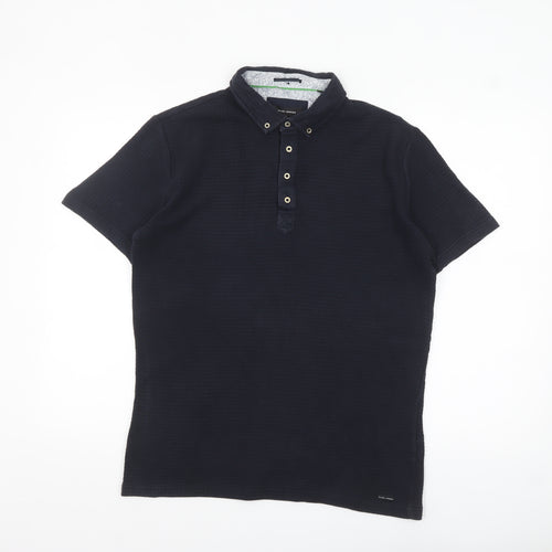 Guide London Men's Blue Cotton Short Sleeve Polo Shirt Size L