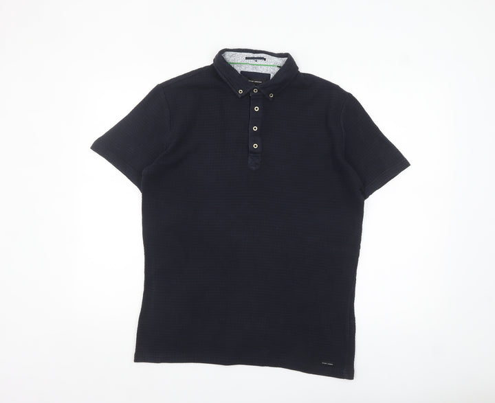 Guide London Men's Blue Cotton Short Sleeve Polo Shirt Size L