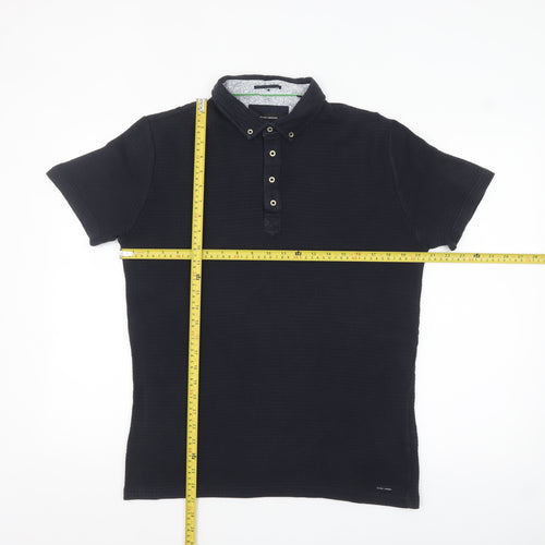 Guide London Men's Blue Cotton Short Sleeve Polo Shirt Size L