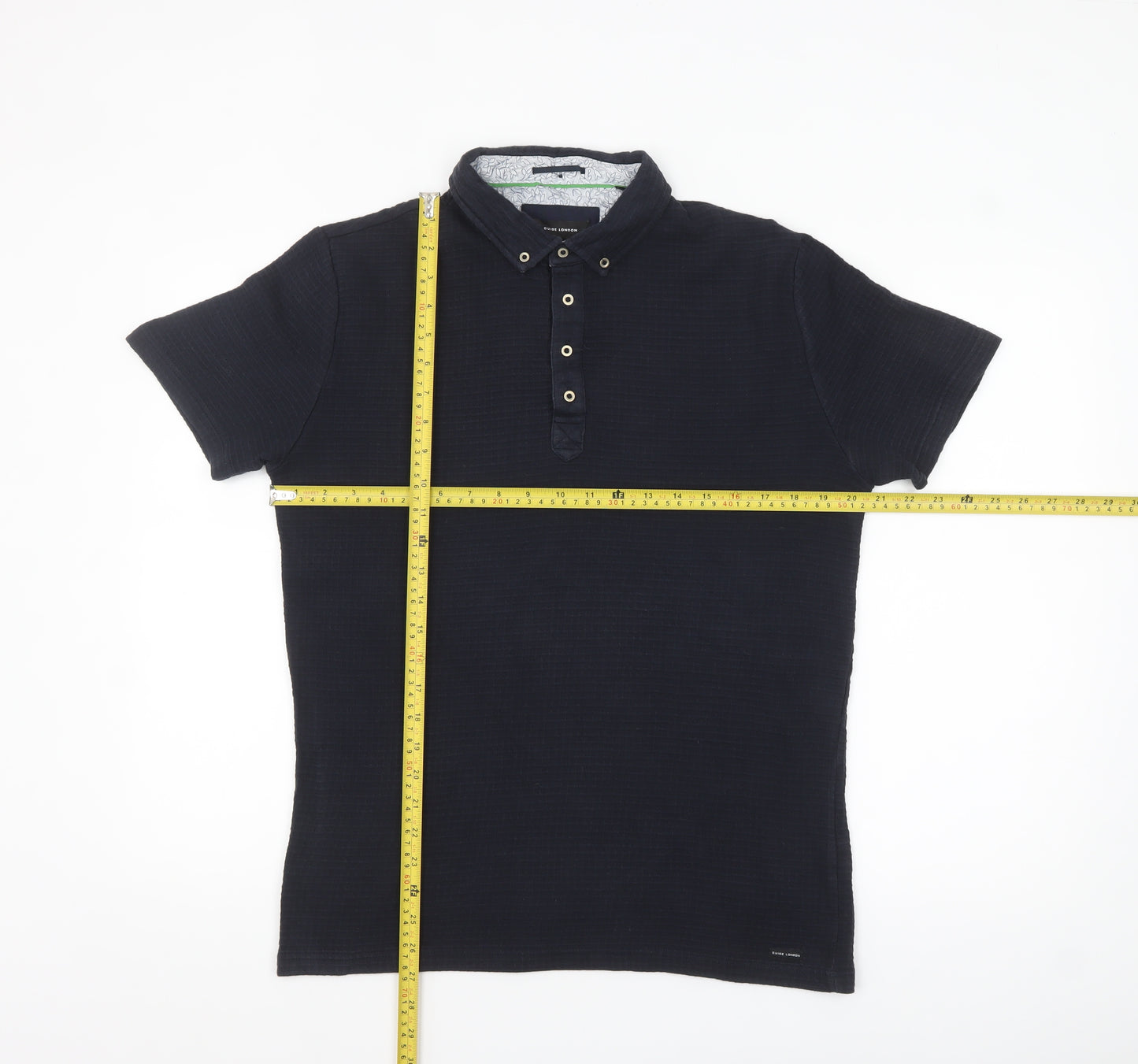 Guide London Men's Blue Cotton Short Sleeve Polo Shirt Size L