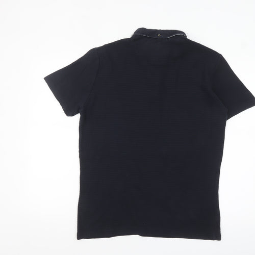 Guide London Men's Blue Cotton Short Sleeve Polo Shirt Size L