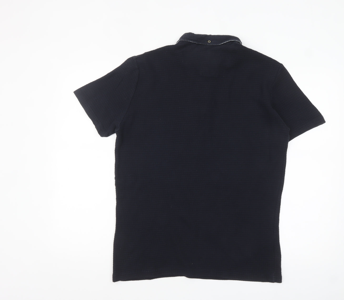 Guide London Men's Blue Cotton Short Sleeve Polo Shirt Size L