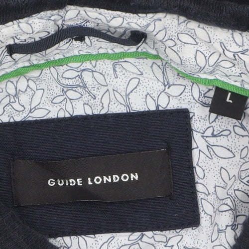 Guide London Men's Blue Cotton Short Sleeve Polo Shirt Size L