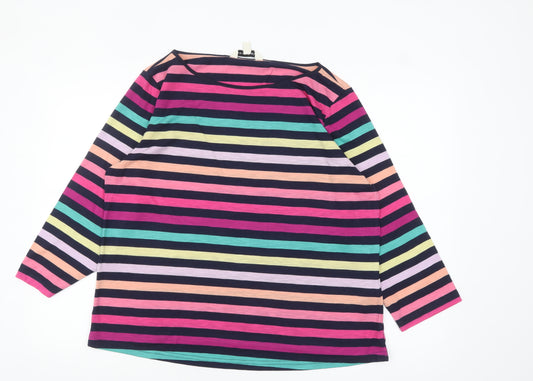 Love & Roses Women's Multicoloured Striped 3/4 Sleeve Jersey Top Size 18