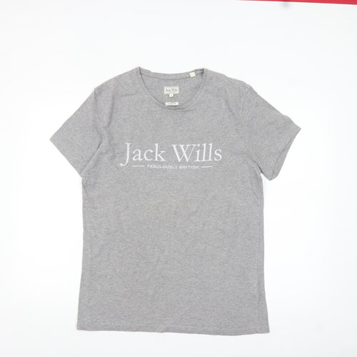 Jack Wills Men's Grey Classic Fit Logo T-Shirt Size S