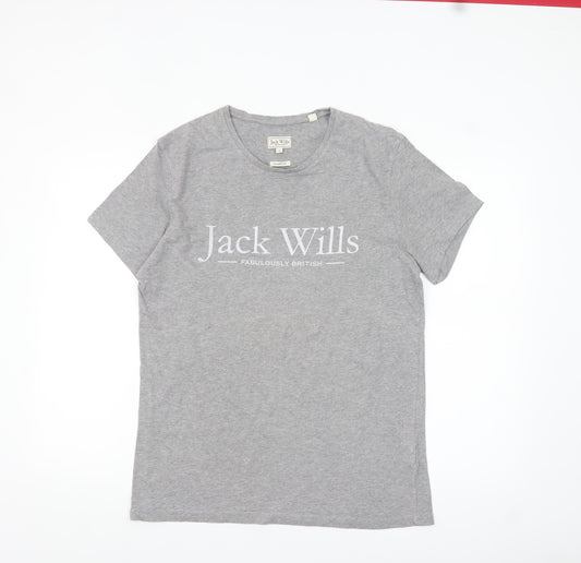 Jack Wills Men's Grey Classic Fit Logo T-Shirt Size S