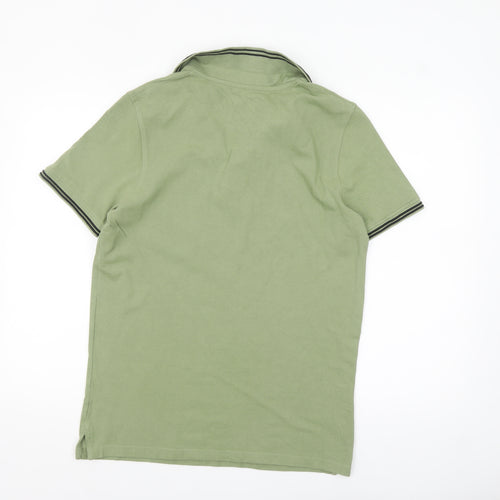 Firetrap Men's Green Cotton Short Sleeve Polo Shirt Size M
