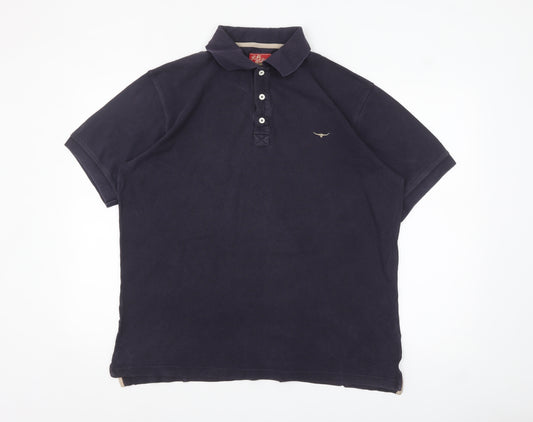 R.M. Williams Men Navy Blue Cotton Regular Fit Polo Shirt Size M