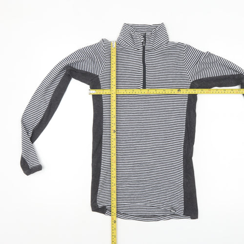 BAM Women Black & White Striped 1/4 Zip Pullover Sweatshirt Size 10