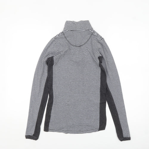 BAM Women Black & White Striped 1/4 Zip Pullover Sweatshirt Size 10