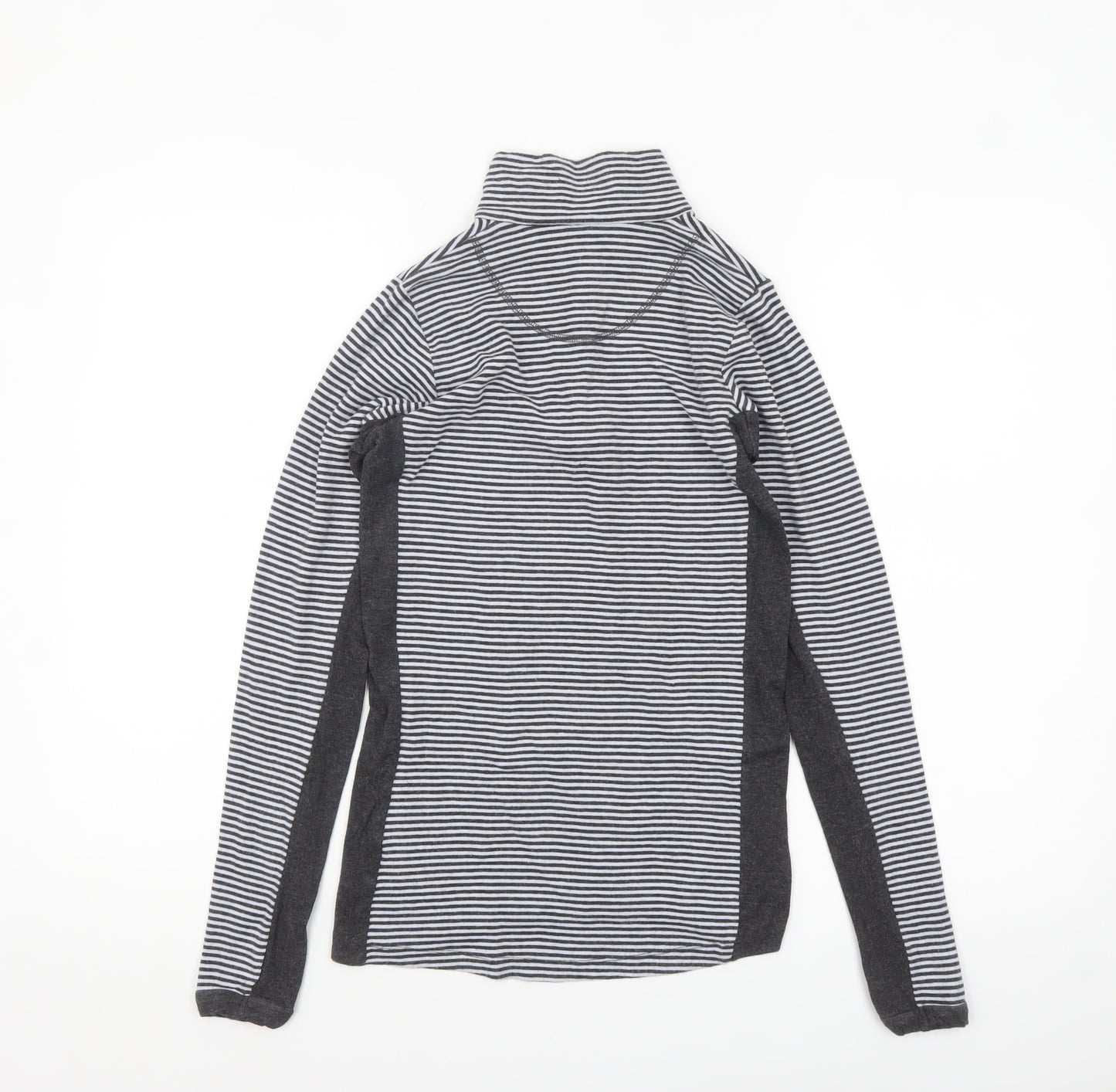 BAM Women Black & White Striped 1/4 Zip Pullover Sweatshirt Size 10