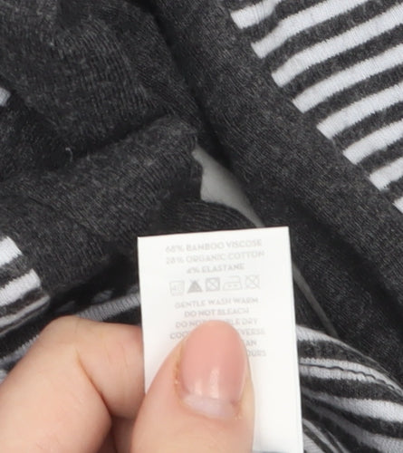 BAM Women Black & White Striped 1/4 Zip Pullover Sweatshirt Size 10