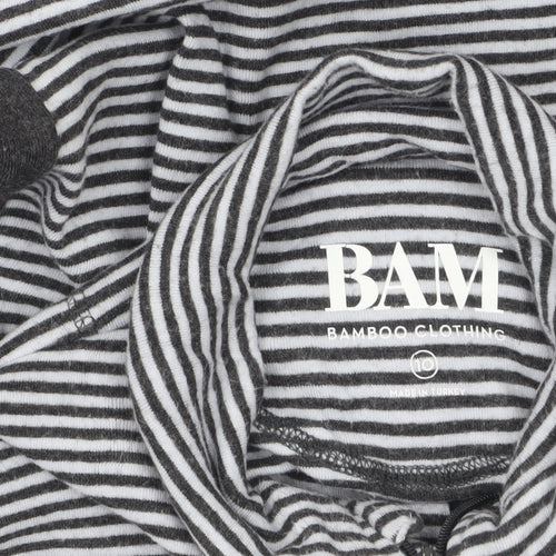 BAM Women Black & White Striped 1/4 Zip Pullover Sweatshirt Size 10