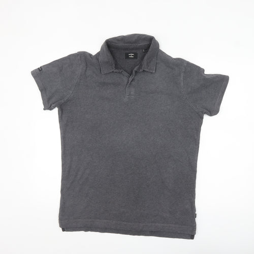 Superdry Men’s Grey Cotton Short Sleeve Polo Shirt L