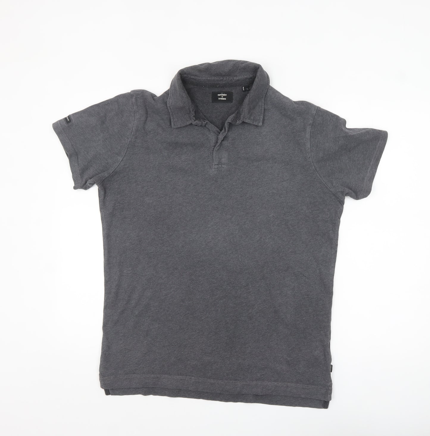 Superdry Men’s Grey Cotton Short Sleeve Polo Shirt L