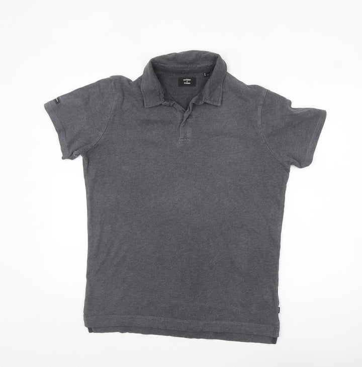 Superdry Men’s Grey Cotton Short Sleeve Polo Shirt L