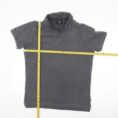 Superdry Men’s Grey Cotton Short Sleeve Polo Shirt L