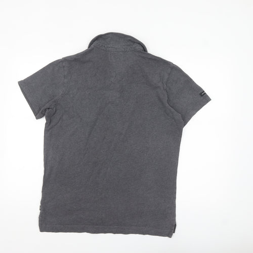 Superdry Men’s Grey Cotton Short Sleeve Polo Shirt L