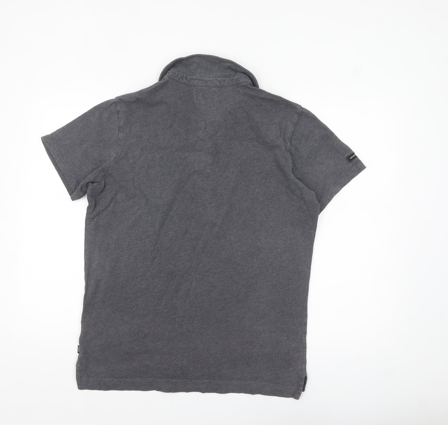 Superdry Men’s Grey Cotton Short Sleeve Polo Shirt L