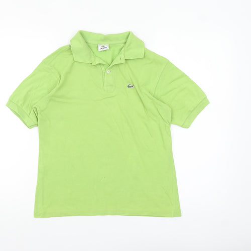 Lacoste Womens Green Cotton Polo Shirt Size 14 Short Sleeve Classic