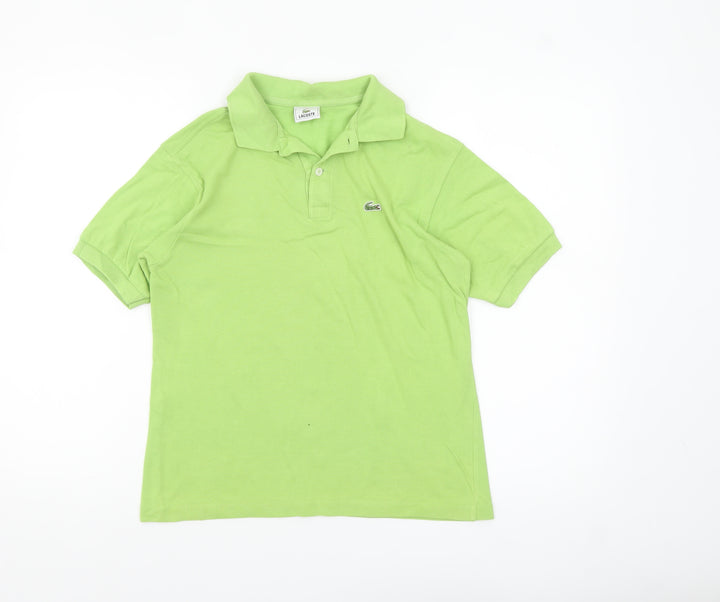 Lacoste Womens Green Cotton Polo Shirt Size 14 Short Sleeve Classic