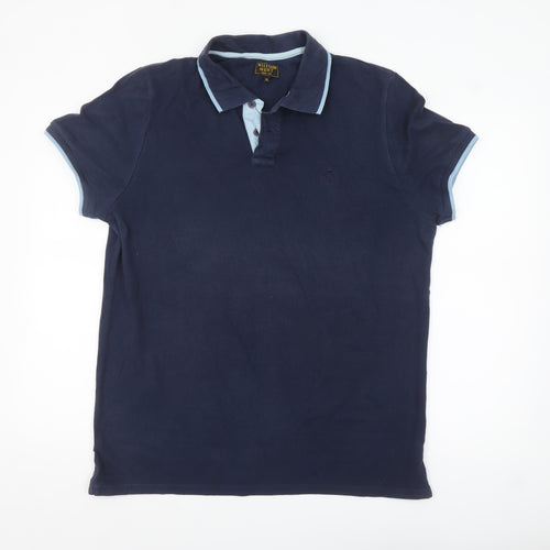 William Hunt Men's Blue XL Polo Shirt Classic Fit Cotton