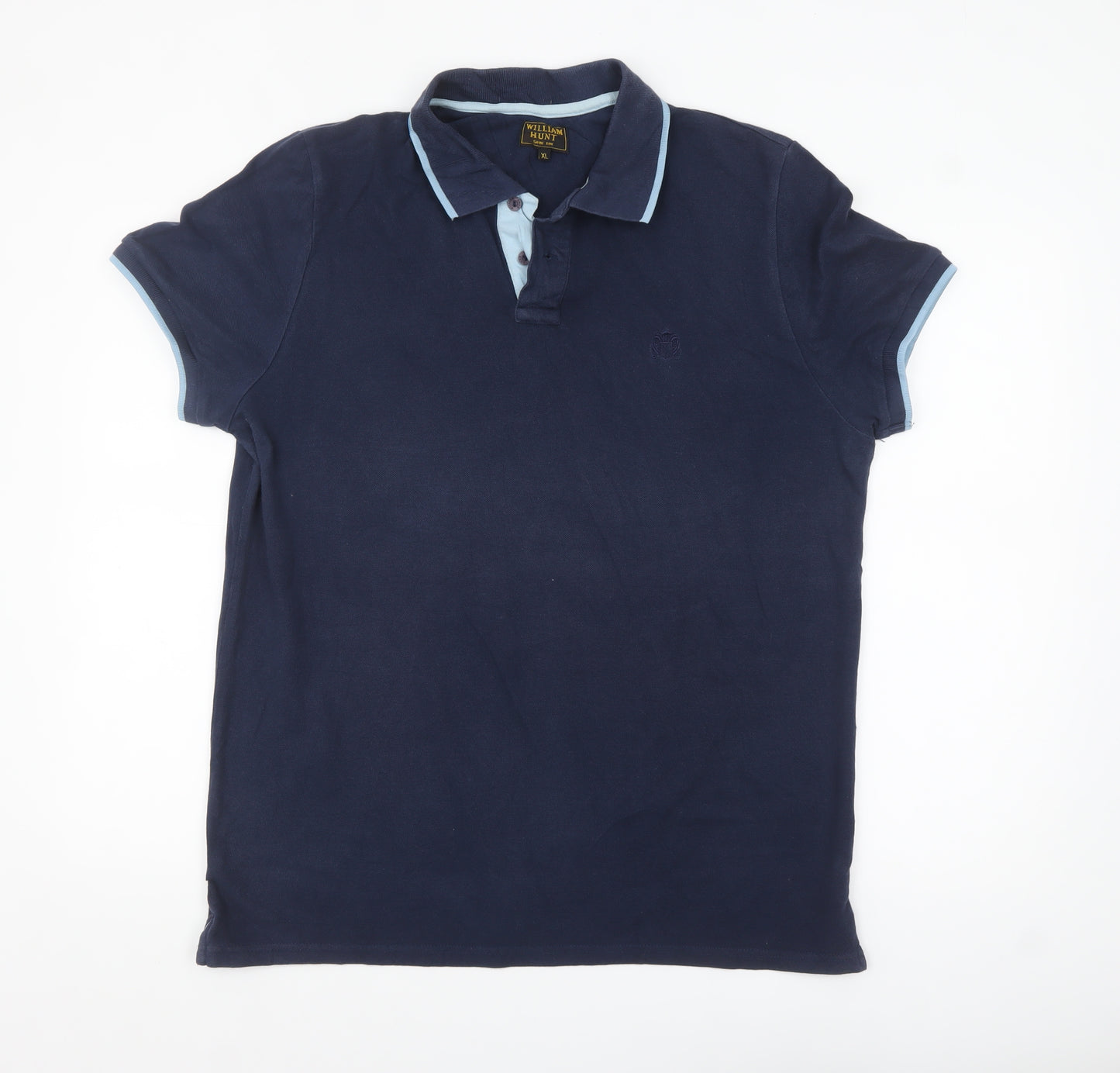 William Hunt Men's Blue XL Polo Shirt Classic Fit Cotton