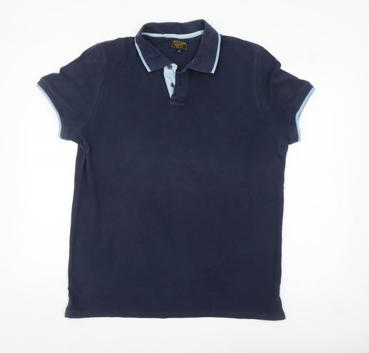 William Hunt Men's Blue XL Polo Shirt Classic Fit Cotton