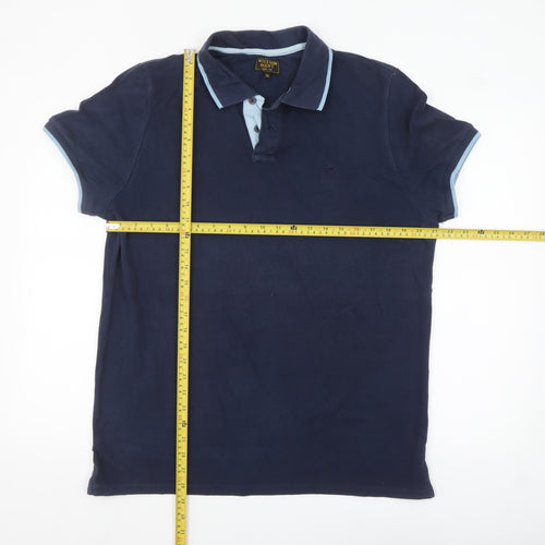 William Hunt Men's Blue XL Polo Shirt Classic Fit Cotton