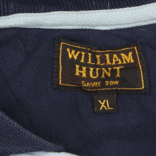 William Hunt Men's Blue XL Polo Shirt Classic Fit Cotton