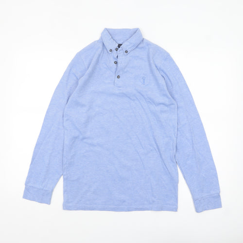 Next Boys Blue Long Sleeve Polo Shirt 12 Years Cotton Stretch Casual Top