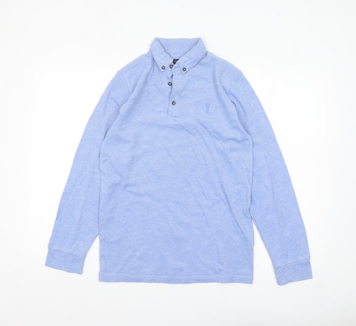 Next Boys Blue Long Sleeve Polo Shirt 12 Years Cotton Stretch Casual Top