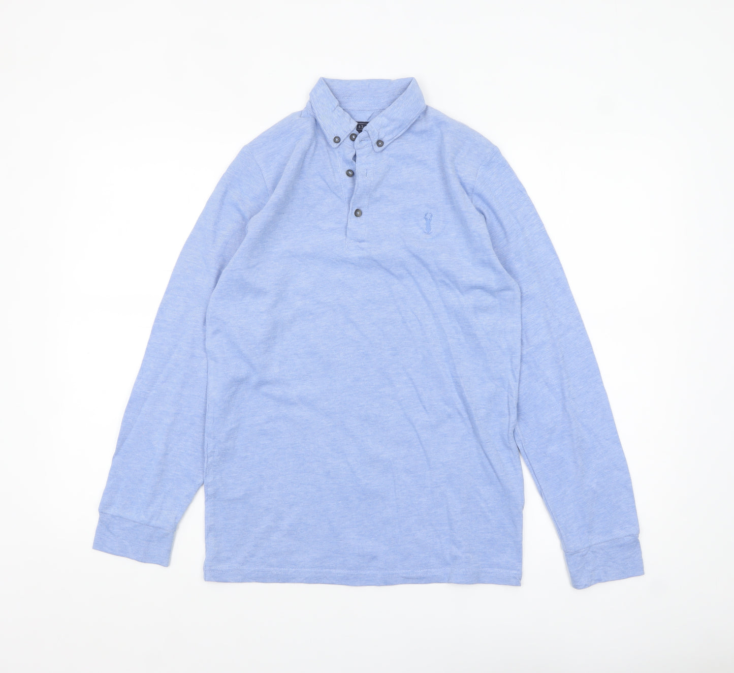 Next Boys Blue Long Sleeve Polo Shirt 12 Years Cotton Stretch Casual Top