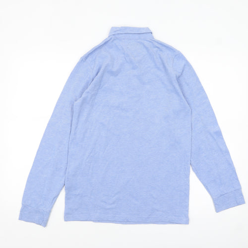 Next Boys Blue Long Sleeve Polo Shirt 12 Years Cotton Stretch Casual Top