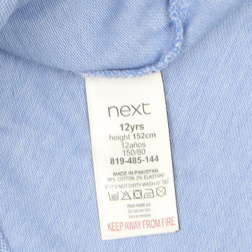 Next Boys Blue Long Sleeve Polo Shirt 12 Years Cotton Stretch Casual Top